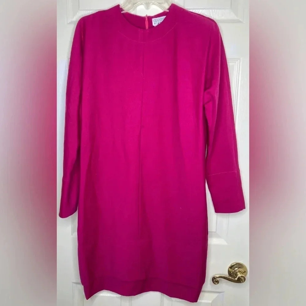 Vintage Women GIANFRANCO FERRE Pink 100% Wool L/s Shift Dress Sz IT 38 US Small?